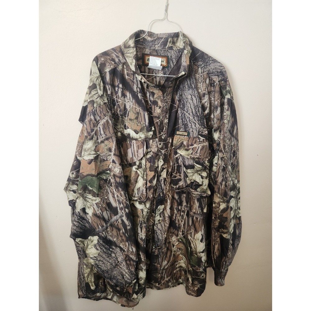 Y2K Remington Camo Vented Hunting Shirt Size XXL Long Sleeve‎ Tactical Nylon